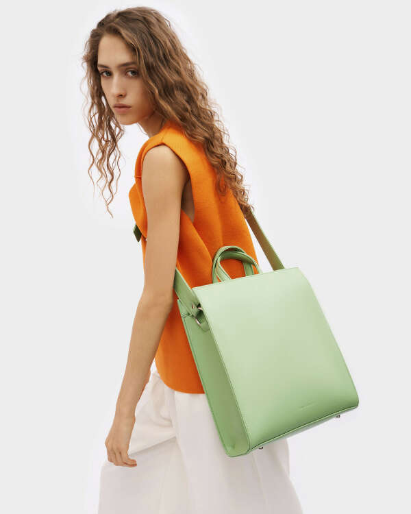 Универсальная женская сумка-шоппер зеленого цвета купить