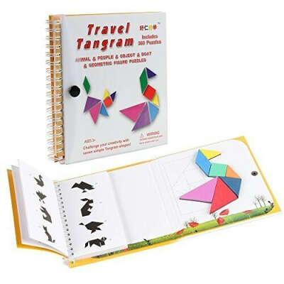 Coogam Magnetic Travel Tangram Puzzles Book Game Tangrams