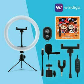 Набор Юного Блогера Windigo KIDS CB-99, кольцевая лампа, штатив, микрофон, пульт, переходник