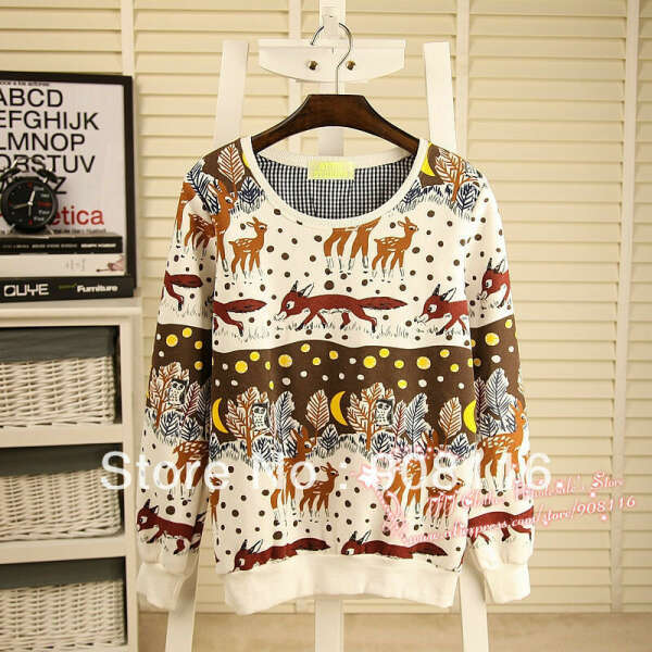 2013 New Women long cute animals printed sweet Sweatshirts Hoodies/pullover,women&#039;s Jacket ladies casual  autum/winter hoodie-in Hoodies & Sweatshirts from Apparel & Accessories on Aliexpress.com