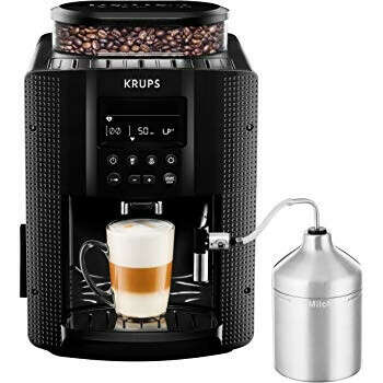 Krups YY8135FD Machine à Café Automatique avec Broyeur à Grains Essential Ecran LCD Cafetière Café Grains Pression 15 Bars Thermoblock Espresso Noir