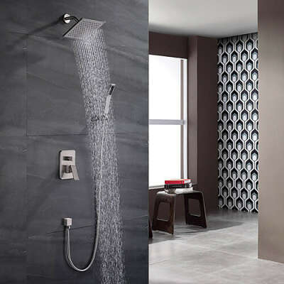 Contemporary Brushed Nickel Ceramic Valve Shower Faucet– FaucetSuperDeal.com