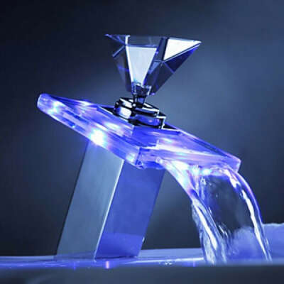 Luxury Glass Basin LED Faucet | Led Light Glass Waterfall