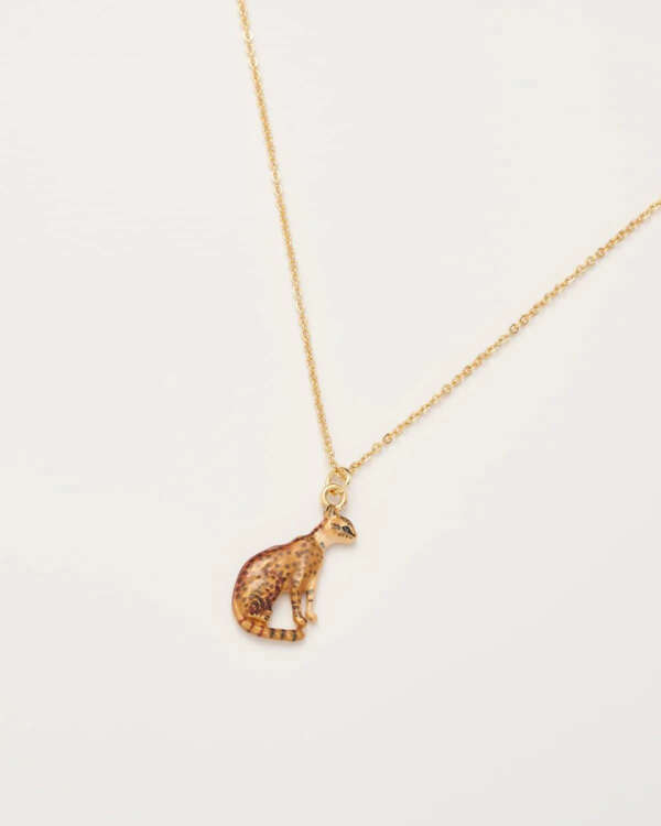 Enamel Bengal Cat Short Necklace