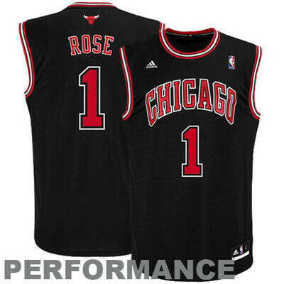 Mens Chicago Bulls Derrick Rose adidas Black Replica Alternate Jersey
