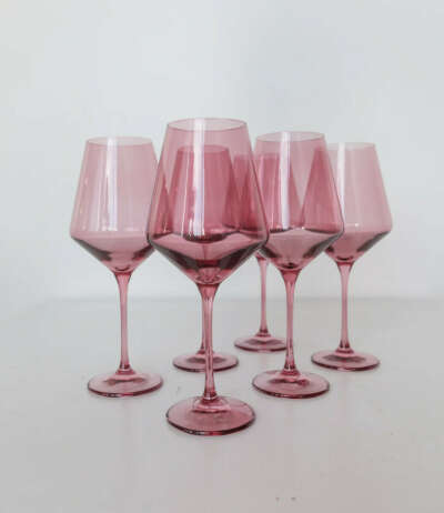 Розовые бокалы для вина (тонкое стекло)
