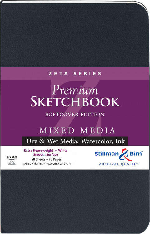 Stillman & Birn : Zeta Softcover Sketchbook : 270gsm : Smooth : 5.5x8.5in (22x14cm) : Portrait