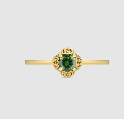 Interlocking G 18k ring with tourmaline