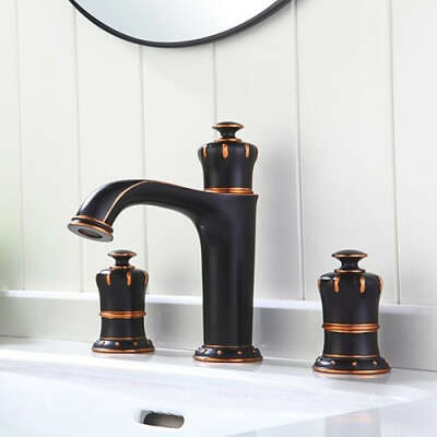 Traditional Oil-rubbed Bronze Widespread Two Handles Three Holes Bathroom Sink Faucet– FaucetSuperDeal.com