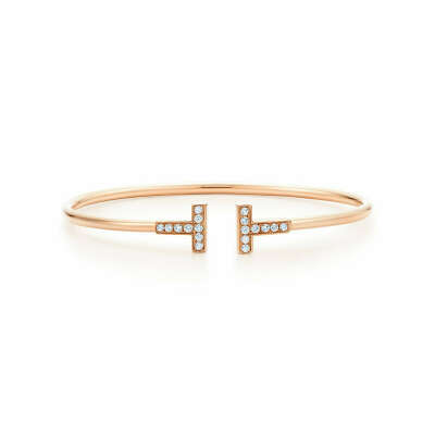 Браслет Tiffany T Wire из розового золота с бриллиантами | Tiffany & Co.
