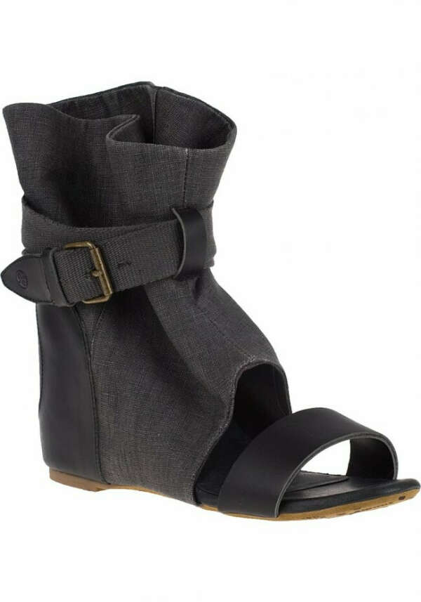 Molly Wedge Sandal Charcoal Fabric