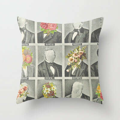 Flower Faces Throw Pillow by Sarah Brust