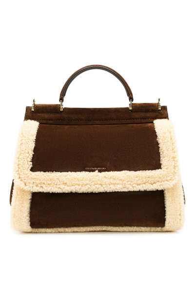 Женская коричневая сумка sicily soft medium DOLCE & GABBANA — купить за 156000 руб. в интернет-магазине ЦУМ, арт. BB6743/AA394
