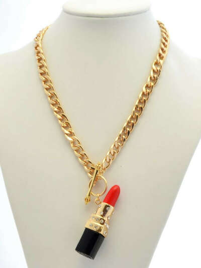 Red Lipstick Necklace - Choies.com