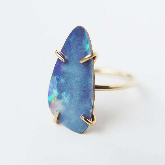 Blue Opal Gold Ring