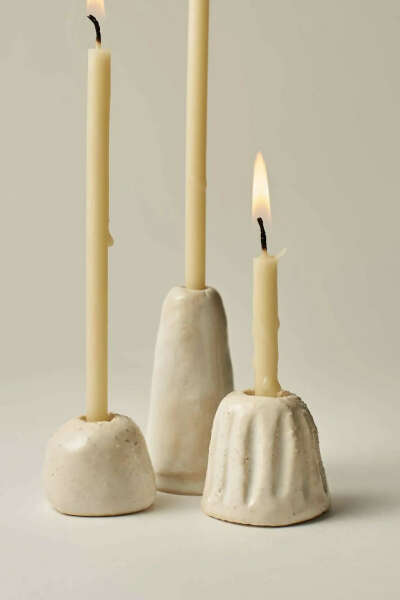 Набор керамических подсвечников под тонкие свечи