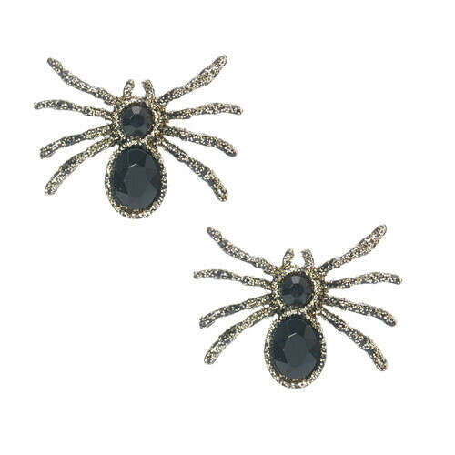 Black and Gold Glitter Spider Stud Earrings