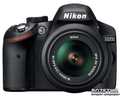 Nikon D3200 18-55mm VR II Kit Black (VBA330K009) Официальная гарантия + карта памяти 32гб + сумка + штатив!