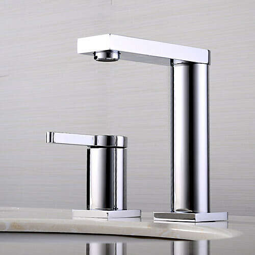 New Design Chrome Deck Mounted Single Handle Two Holes Bathroom Sink Faucet– FaucetSuperDeal.com