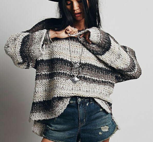 Free People Wool Slouchy Stripe Pullover