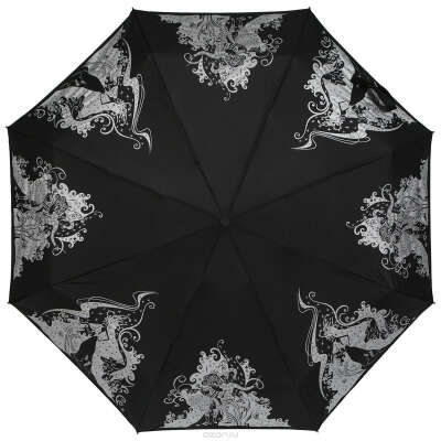 Зонт женский "Zest", автомат, 4 сложения, цвет: черный, серебряный. 24759-1338