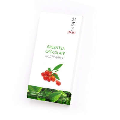 Зеленый шоколад Okasi с чаем матча и ягодами Годжи