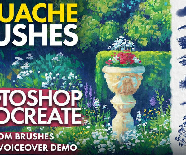 Hand-painted Gouache Brushes for Photoshop and Procreate