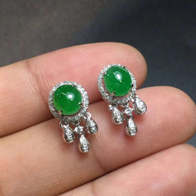 Natural Jade Earrings Jadeite Earrings NEG93