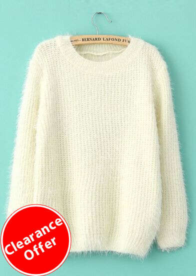 2013 New Autumn/Winter Hot Sale Fashion Women Design Mohair O Neck Beige Long Sleeve Knitted Shaggy Mohair Loose Casual Sweater-in Pullovers from Apparel & Accessories on Aliexpress.com
