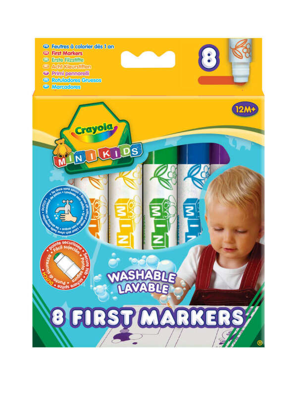 Цветные смывающиеся фломастеры Crayola для малышей 8 шт