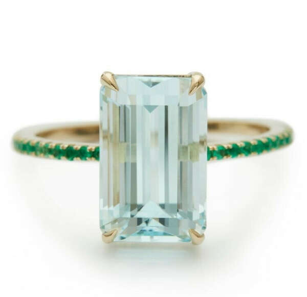 Aquamarine & Emerald Spring Ring