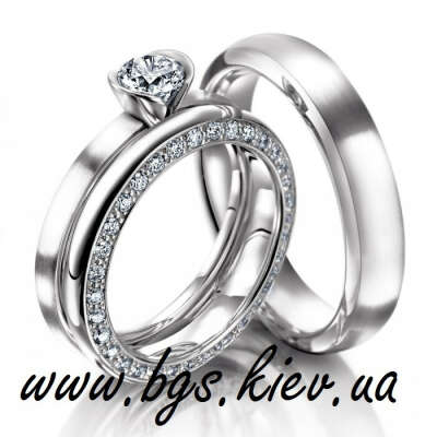 Обручальные кольца из белого золота с бриллиантами «diamond»