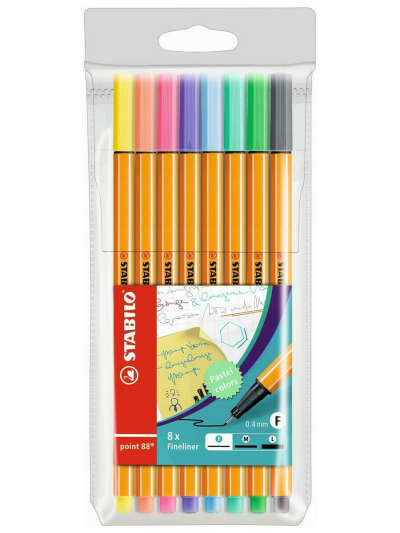 Капиллярная ручка линер point 88 Pastel, 8 пастельных цветов в наборе STABILO 9129198 купить в интернет-магазине Wildberries