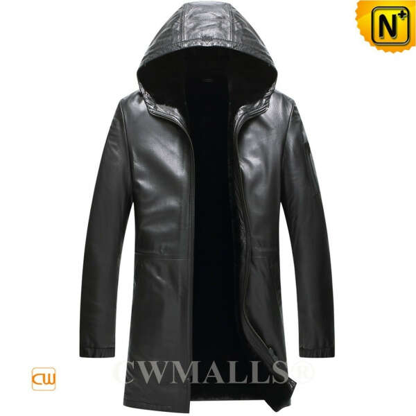 CWMALLS® Ottawa Hooded Shearling Leather Coat Black CW807805[Bespoke Leather Jacket]