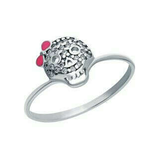 Серебряное кольцо с кубическим цирконием и эмалью