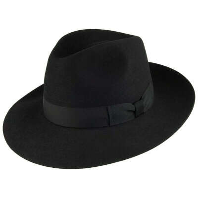 Шляпа федора черная - фетр / натуральные материалы