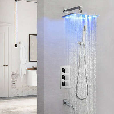 Contemporary LED Chrome Wall Mounted Brass Valve Shower Faucet– FaucetSuperDeal.com