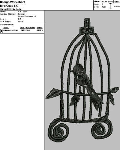 Unique Urban Machine Embroidery Digital Design File "Bird Cage" | Picture Stitch