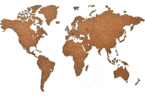 Карта мира из дерева Wall Decoration Brown 90x54 cm