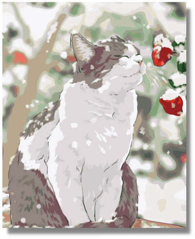 Картина по номерам "Кот зимой"