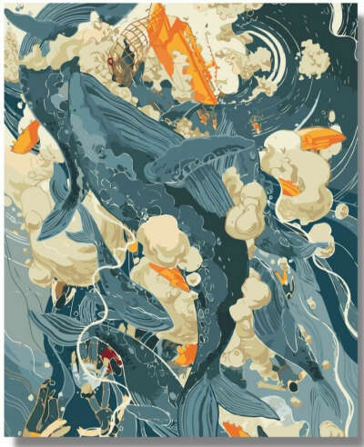 Картина по номерам "Море и кит"