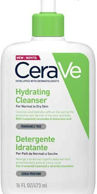 CeraVe Увлажняющий очищающий крем-гель для нормальной и сухой кожи лица и тела, 473 мл