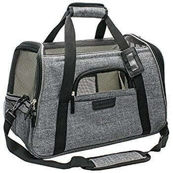 Pawfect Pets Pet Travel Carrier, Soft-Sided with Two Pet Mats for Small Dogs and Cats (Charcoal Grey)