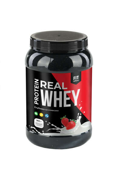 Протеин сывороточный FIT Cultura Real WHEY, клубника со сливками, 900 гр