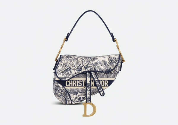 сумка DIOR SADDLE BAG Blue Toile de Jouy Embroidery