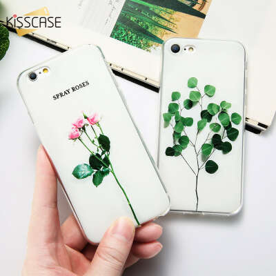 Kisscase 3D чехол для iPhone 6 7 8 Plus листьев рельеф Симпатичные завод цветок телефон чехлы для iphone 5S 5 SE Коке для iphone х чехол купить на AliExpress
