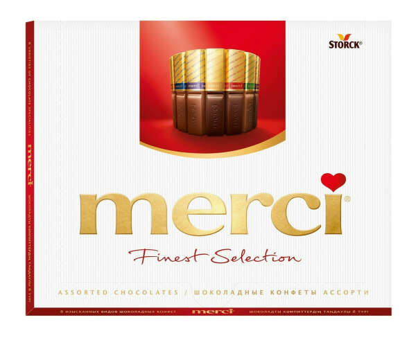 Конфеты шоколадные в коробке Merci, ассорти, 250 г