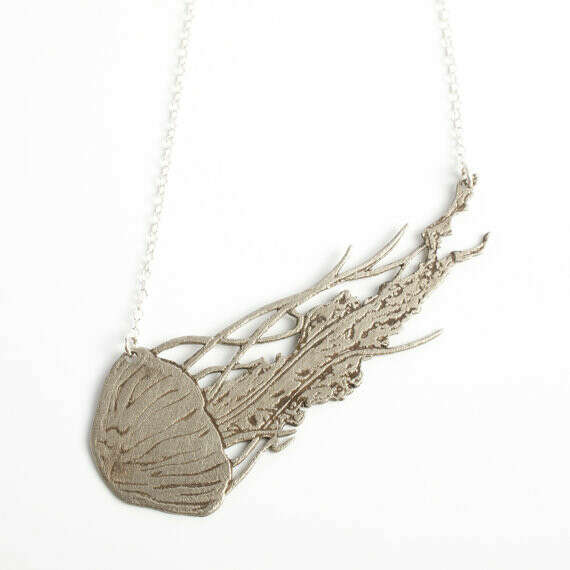 white bronze jellyfish necklace