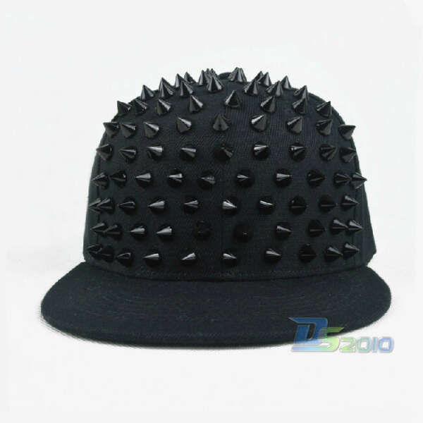 Adult Punk HipHop Rivet Spike Black Baseball Cap Bboy Hat Snapback Adjustable NW
