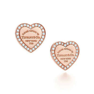 Return to Tiffany™ mini heart tag earrings in 18k white gold with diamonds.